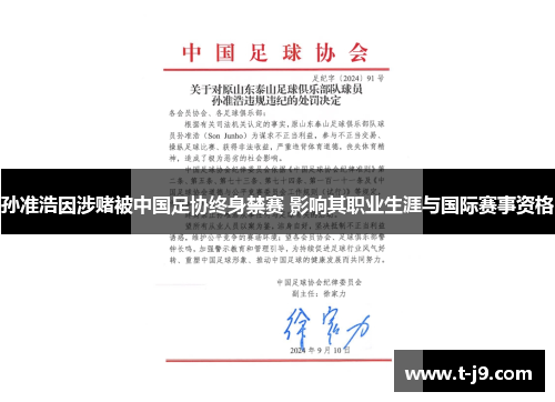 孙准浩因涉赌被中国足协终身禁赛 影响其职业生涯与国际赛事资格